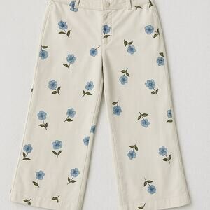 Bagatelle Collection Women’s Floral Pants Size 10 Cream Blue Cottagecore